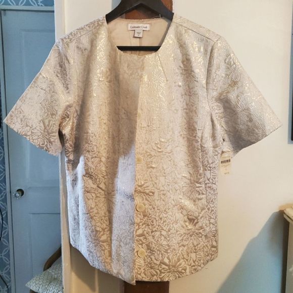 Coldwater Creek Jackets & Blazers - Coldwater creek short sleeve dress jacket in cream brocade size 12